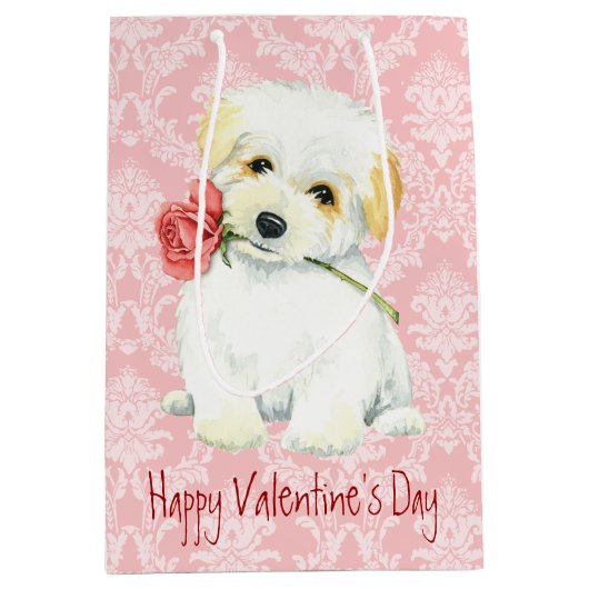 Sac Cadeau Moyen Coton rose de Tulear de Valentine (Devant)