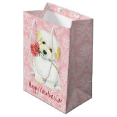 Sac Cadeau Moyen Coton rose de Tulear de Valentine (Devant Angle)