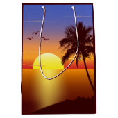 Sac Cadeau Moyen Coucher du soleil à la plage tropicale (Devant)