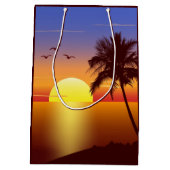 Sac Cadeau Moyen Coucher du soleil à la plage tropicale (Dos)