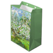 Sac Cadeau Moyen Couleur d'aquarelle fleurie (Dos Angle)