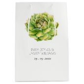 SAC CADEAU MOYEN COULEUR D'EAU VERTE VIBRANT SUCCULENT MARIAGE (Devant)