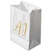 Sac Cadeau Moyen Couleur Or Monogramme Classique Initiales Professi (Devant Angle)