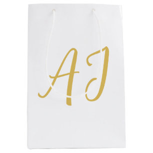 Sac Cadeau Moyen Couleur Or Monogramme Classique Initiales Professi