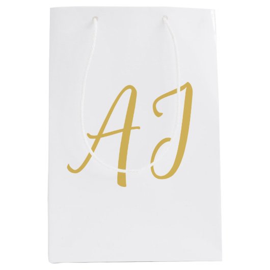 Sac Cadeau Moyen Couleur Or Monogramme Classique Initiales Professi (Devant)