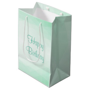 Sac Cadeau Moyen Couleur verte à la menthe Elégant Joyeux anniver