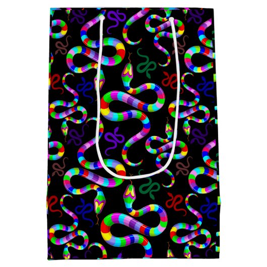 Sac Cadeau Moyen Couleurs arc-en-ciel psychédéliques serpent (Dos)