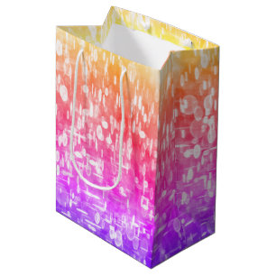 Sac Cadeau Moyen Couleurs arc-en-ciel scintillantes