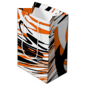 Sac Cadeau Moyen Couleurs du Bengale Orange et lignes noires (Devant Angle)