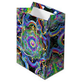 Sac Cadeau Moyen Couleurs psychédéliques Universe Mandala (Devant Angle)