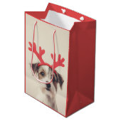 Sac Cadeau Moyen Coupe de fête avec Antlers de rennes (Devant Angle)