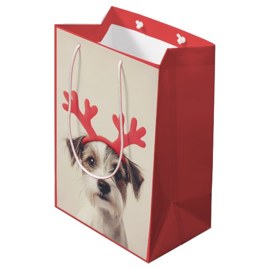 Sac Cadeau Moyen Coupe de fête avec Antlers de rennes (Dos Angle)