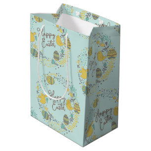 Sac Cadeau Moyen Couronne colorée d'oeufs de Joyful Chicks et salut