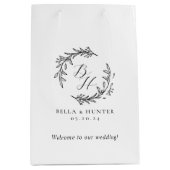 Sac Cadeau Moyen Couronne de fleurs mariage initiale monogramme de  (Devant)