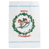 Sac Cadeau Moyen Couronne De Noël Avec Cheval Rocheux (Dos)