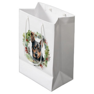 Sac Cadeau Moyen Couronne de Noël festive de Kelpie australien
