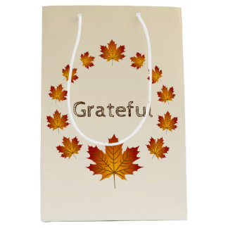 Sac Cadeau Moyen Couronne de Thanksgiving Grateful Simple Feuilles