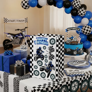 Sac Cadeau Moyen Course de motocross d'anniversaire