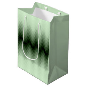 Sac Cadeau Moyen Coussin jetable à zigzag vert foncé et menthe