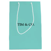 SAC CADEAU MOYEN COUTUME DE BLEU DE TURQUOISE PERSONNALISABLE (Devant)