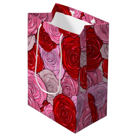 Sac Cadeau Moyen Couverture des Roses (Devant Angle)