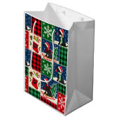 Sac Cadeau Moyen Couverture patchwork de Noël pour Labrador (Devant Angle)