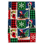 Sac Cadeau Moyen Couverture patchwork de Noël pour Labrador (Dos)