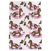 Sac Cadeau Moyen Cowgirl Rocking Cheval bébé rose (Dos)
