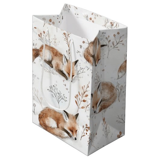Sac Cadeau Moyen Cozy Foxes Animals Christmas (Devant Angle)