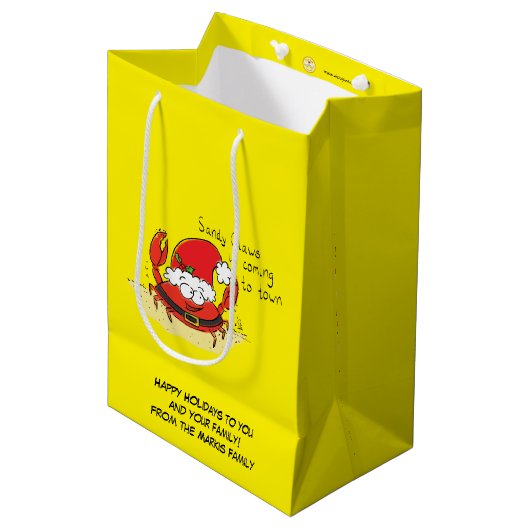 Sac Cadeau Moyen Crabe Christmas Beach Tropical Funny (Devant Angle)