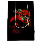 Sac Cadeau Moyen Crâne et roses rouges et noirs (Dos)