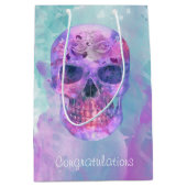 Sac Cadeau Moyen Crâne floral dans l'aquarelle (Devant)