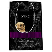 Sac Cadeau Moyen Crâne gothique noir foncé (Devant)