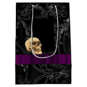 Sac Cadeau Moyen Crâne gothique noir foncé (Dos)