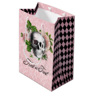 Sac Cadeau Moyen Crâne gothique victorien avec Rose Tricoter ou t