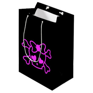 Sac Cadeau Moyen Crâne rose girly emo avec arc adolescente fille n