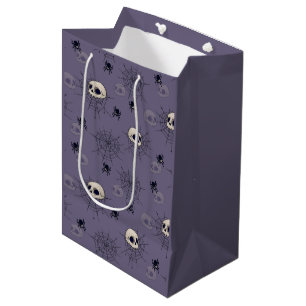 Sac Cadeau Moyen Crânes Araignées Toiles d'araignées Bleu Halloween