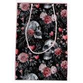 Sac Cadeau Moyen Crânes gothiques de cuisine avec Rose (Dos)