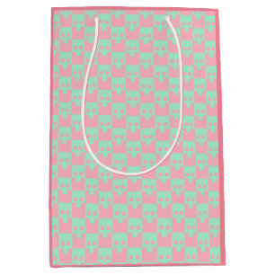 Sac Cadeau Moyen Crânes Pastel Block en rose et en menthe