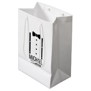 Sac Cadeau Moyen Cravate Mariage noir Groomsmen personnalisé