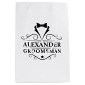 Sac Cadeau Moyen Cravate noire Groomsman (Devant)