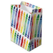Sac Cadeau Moyen Crayons arc-en-ciel colorés Motif (Dos Angle)