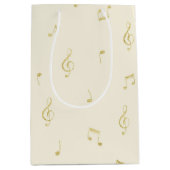 Sac Cadeau Moyen Cream Gold Music Notes Birthday (Devant)