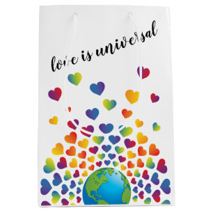 Sac Cadeau Moyen Création de cœur arc-en-ciel coloré minimaliste él