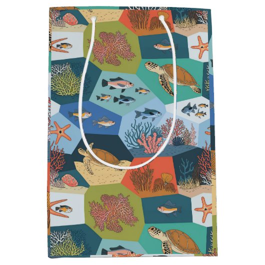 Sac Cadeau Moyen Création sous-marine Conception de collage (Devant)