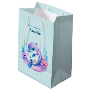 Sac Cadeau Moyen Créature Mer Dauphin Cute Anniversaire