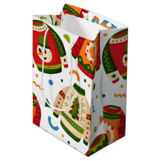 Sac Cadeau Moyen Créez vos propres pulls de Noël colorés Pattern