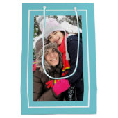 Sac Cadeau Moyen Créez votre propre aqua bleu Noël photo (Dos)