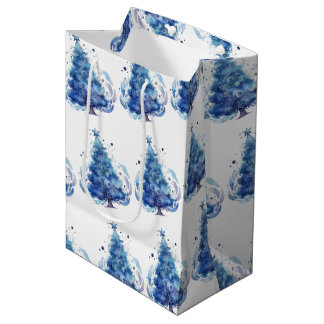 Sac Cadeau Moyen Créez Votre Propre Arbre de Noël à l'Aquarelle Ble