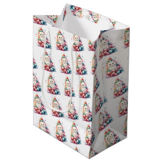 Sac Cadeau Moyen Créez votre propre arbre de Noël coloré & chat bla